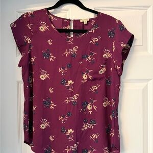 Lily White Floral Blouse - Deep Purple